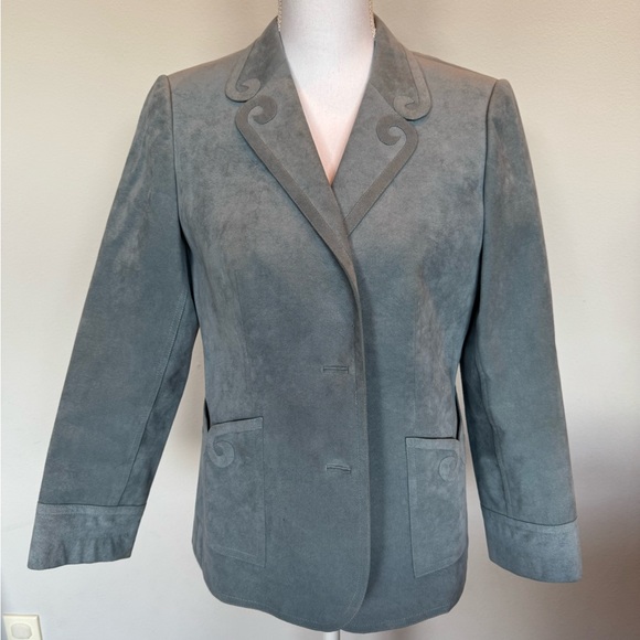 Elegant Light Blue Women's Jacket | Vintage | Suede - Picture 1 of 7